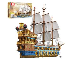 Reobrix Royal Pirate Ship Building Block Toy Set, Large Collectible Luxury Display Pirate Model Ships Kits for Adults, 66011 Big Watercraft Boat Construction Building Gifts for Child 14+, 2858 Pieces