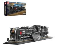 Reobrix Steam Locomotive Train Building Set with Track, 9000-Type Classic Cargo Train Brick Model Kit for Adult, 66801 Retro Vehicle Home Office Decor, Gifts for Kid Boy Girl 14+ (1546PCS)
