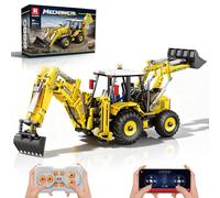 Reobrix Technic Backhoe Loader Building Set for Adults, 22018 RC Excavator and Bulldozer 2 in 1 Building Blocks Set, 2231PCS Construction Vehicles Model with Back Digger Building Toys for Adults