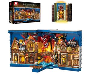 Reobrix The Shire Book Nook Building Kits for Adult, Lighting Medieval Fire Dragon Architecture Bookend Home Decor 66035, Magic Ring Booknook Model Kit Toy Gift for Adults Boys Girls 14+ (3398PCS)