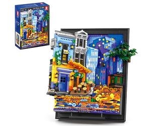 Reobrix Van Gogh Art Light Building Set for Adults - Starry Night Café 66702, 3D Painting Frame Model Set for Wall Art and Home Decor, Wall Hanging or Freestanding, Gifts for Ages 14+ (2678 Pieces)