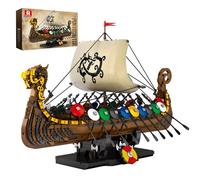 Reobrix Viking Pirate Ship Building Block Toy, Display Longship Collection Model Kits for Adults, 66101 Big Sail Boat Medieval Armed Warship Construction Brick Puzzle Gifts for Teens 14+ (2547Pcs)