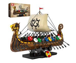 Reobrix Viking Pirate Ship Building Block Toy, Display Longship Collection Model Kits for Adults, 66101 Big Sail Boat Medieval Armed Warship Construction Brick Puzzle Gifts for Teens 14+ (2547Pcs)