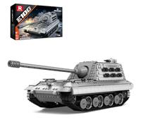 Reobrix WWII German Heavy Tank Model Kit, 1498 PCS, 1:26 Scale | Premium ABS plastic, Moveable gun barrel, Rotating roof MG, Openable rear doors, Desk decoration, Gift for hobbyists
