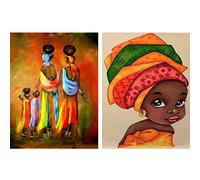 Reofrey 2 Pack 5D Diamond Painting Kits for Adults Africa Home Women Full Drill, Paint with Diamonds Art Rhinestone Embroidery Cross Stitch Craft Decor (30x40 cm/ 12x16 inches)