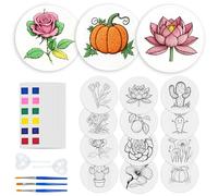 Reofrey 24Pcs Magic Puffy Paint Kits - 12 Patterns 3D Foam Texture Painting Kit with 3 Painting Pens, 2 Droppers, 12 Acrylic Paint Cards, Drawing Magic Canvas Sponge - DIY Handmade Gift (Flowers)