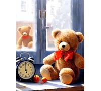 Reofrey 5D Diamond Painting Kits for Adults Teddy Bear & Full Drill, Paint with Diamonds Art Rhinestone Embroidery Cross Stitch Craft Decor (30x40 cm/ 12x16 inch)