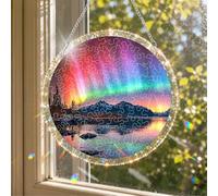 Reofrey Acrylic Puzzle Suncatcher for Adults, 83 Piece Aurora Window Hanging, Stained Glass DIY Jigsaw Puzzle, Double-Sided Acrylic Decor, for Mom, Home Garden Decoration, 7 Inch
