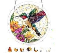 Reofrey Acrylic Puzzle Suncatcher for Adults, 83 Piece Hummingbird Window Hanging, Stained Glass DIY Jigsaw Puzzle, Double-Sided Acrylic Decor, for Mom, Home Garden Decoration, 7Inch