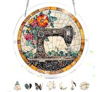 Reofrey Acrylic Puzzle Suncatcher for Adults, 83 Piece Sewing Machine Window Hanging, Stained Glass DIY Jigsaw Puzzle, Double-Sided Acrylic Decor, for Mom, Home Garden Decor, 7 Inch