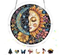 Reofrey Acrylic Puzzle Suncatcher for Adults, 83 Piece Stained Glass DIY Jigsaw Puzzle, Double-Sided Acrylic Window Hanging Decor with Chain, Gift for Mom, Home Garden Decoration, 18cm A399
