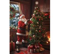 Reofrey Complete Adult Paint by Numbers Kit Santa Claus - 40x50cm Canvas, Christmas Watercolor Paint - Acrylic Paint Set - Relaxing DIY Art for Beginners & Experts - Home Wall Decoration PP1255