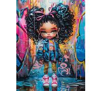 Reofrey DIY Diamond Art Kits for Adults Africa, Girl Full Drill Round Rhinestone Diamond Art Painting Accessories, Cross Stitch Embroidery Canvas for Crafts Home Wall Decor 30x40cm