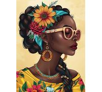 Reofrey DIY Diamond Art Kits for Adults African Woman, Full Drill Round Rhinestone Diamond Art Painting Accessories, Cross Stitch Embroidery Canvas for Crafts Home Wall Decor 30x40cm