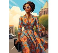 Reofrey DIY Diamond Art Kits for Adults African, Woman Full Drill Round Rhinestone Diamond Art Painting Accessories, Cross Stitch Embroidery Canvas for Crafts Home Wall Decor 30x40cm