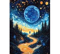 Reofrey DIY Diamond Art Kits for Adults Blue Planet, Starry Sky Full Drill Round Rhinestone Diamond Painting Kits for Adults, Cross Stitch Embroidery Canvas for Crafts Home Wall Decor 30x40cm