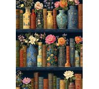 Reofrey DIY Diamond Art Kits for Adults Books, Flowers Full Drill Round Rhinestone Diamond Painting Kits for Adults, Cross Stitch Embroidery Canvas for Crafts Home Wall Decor 30x40cm