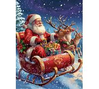 Reofrey DIY Diamond Art Kits for Adults Christmas, Santa Claus 5D Full Drill Round Rhinestone Diamond Painting Kits for Adults, Cross Stitch Embroidery Canvas for Crafts Home Wall Decor 30x40cm