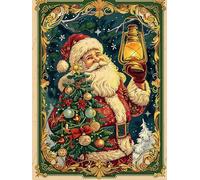Reofrey DIY Diamond Art Kits for Adults Christmas, Santa Claus Full Drill Round Rhinestone Diamond Painting Kits for Adults, Cross Stitch Embroidery Canvas for Crafts Home Wall Decor 30x40cm