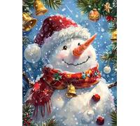 Reofrey DIY Diamond Art Kits for Adults Christmas, Snowman Full Drill Round Rhinestone Diamond Art Painting Accessories, Cross Stitch Embroidery Canvas for Crafts Home Wall Decor 30x40cm