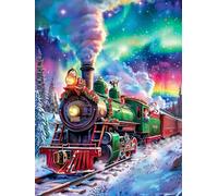 Reofrey DIY Diamond Art Kits for Adults Christmas Snowman, Train Full Drill Round Rhinestone Diamond Art Painting Accessories, Cross Stitch Embroidery Canvas for Crafts Home Wall Decor 30x40cm