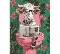 Reofrey DIY Diamond Art Kits for Adults Cow, Animals Full Drill Round Rhinestone Diamond Art Painting Accessories, Cross Stitch Embroidery Canvas for Crafts Home Wall Decor 30x40cm