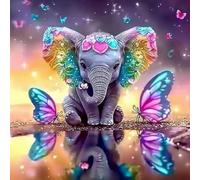 Reofrey DIY Diamond Art Kits for Adults Elephant, Animals Full Drill Round Rhinestone Diamond Painting Kits for Adults, Cross Stitch Embroidery Canvas for Crafts Home Wall Decor 30x30cm