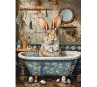 Reofrey DIY Diamond Art Kits for Adults Rabbit, Animal Full Drill Round Rhinestone Diamond Art Painting Accessories, Cross Stitch Embroidery Canvas for Crafts Home Wall Decor 30x40cm