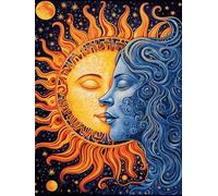 Reofrey DIY Diamond Art Kits for Adults Sun and Moon, Landscape Full Drill Round Rhinestone Diamond Art Painting Accessories, Cross Stitch Embroidery Canvas for Crafts Home Wall Decor 30x40cm PP2533