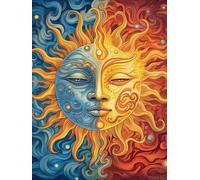 Reofrey DIY Diamond Art Kits for Adults Sun and Moon, Landscape Full Drill Round Rhinestone Diamond Art Painting Accessories, Cross Stitch Embroidery Canvas for Crafts Home Wall Decor 30x40cm PP2610