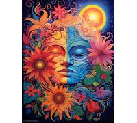 Reofrey DIY Diamond Art Kits for Adults Sun and Moon, Landscape Full Drill Round Rhinestone Diamond Art Painting Accessories, Cross Stitch Embroidery Canvas for Crafts Home Wall Decor 30x40cm PP2570