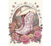 Reofrey DIY Diamond Art Kits for Adults Western, High Heels Full Drill Round Rhinestone Diamond Art Painting Accessories, Cross Stitch Embroidery Canvas for Crafts Home Wall Decor 30x40cm