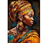 Reofrey DIY Diamond Painting Kits for Adults African Woman, Diamond Art Full Drill Round Rhinestone Diamond Painting Accessories, Cross Stitch Embroidery Canvas for Crafts Home Wall Decor 30x40cm
