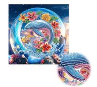 Reofrey DIY Special Shape Diamond Art Kits for Adults Dolphin, Animals Small Diamond Painting Kits for Adults, Drill Rhinestone Cross Stitch Embroidery Canvas for Crafts Home Wall Decor 30x30cm