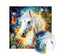 Reofrey DIY Special Shape Diamond Art Kits for Adults Horse, Small Diamond Painting Kits for Adults Animals, Drill Rhinestone Cross Stitch Embroidery Canvas for Crafts Home Wall Decor 30x30cm