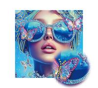 Reofrey DIY Special Shape Large Diamond Art Kits for Adults Woman, Small Diamond Painting Kits for Adults Beauty, Drill Rhinestone Cross Stitch Embroidery Canvas for Crafts Home Wall Decor 30x30cm