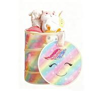 Reofrey Foldable Mesh Toy Storage Basket, Laundry Baskets With Cover, Diameter 34cm 38L Freestanding Tall Clothes Hamper, Stuffed Animal Storage Baskets For Toys Clothes Bedding, Bedroom & Living Room