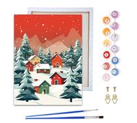 Reofrey Framed Paint by Numbers Kit for Adults & Beginner - 20x30cm Canvas Christmas Tree Paint by Numbers - Landscapes Educational & Creative Art Set for Beginners - Perfect for Home Decoration