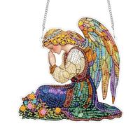 Reofrey Hanging Diamond Art Kits Adults- 8x8 Inch Angels Acrylic Board Double Sided Pattern Diamond Art Suncatcher Pendant, DIY Crystal Art for Home Wall Window Decoration Handmade Gift