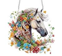 Reofrey Hanging Diamond Art Kits for Adults- 20x20cm Horses Hanging Ornament Acrylic Board Double Sided Pattern Crystal Diamond Art Suncatcher Pendant, for Home Wall Window Decoration Handmade Gift
