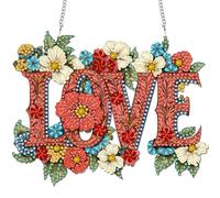 Reofrey Hanging Diamond Art Kits for Adults- 20x20cm Love Acrylic Board Double Sided Pattern Diamond Painting Suncatcher Pendant, DIY Crystal Art for Home Wall or Window Decoration Gift