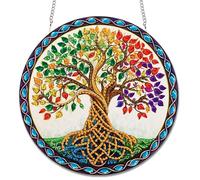 Reofrey Hanging Diamond Art Kits for Adults- 20x20cm Tree Acrylic Board Double Sided Pattern Diamond Painting Suncatcher Pendant, DIY Crystal Art for Home Wall or Window Decoration Gift