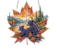Reofrey Hanging Diamond Art Kits for Adults- 20x20cmBear Acrylic Board Double Sided Pattern Diamond Painting Suncatcher Pendant, DIY Crystal Art for Home Wall or Window Decoration Handmade Gift