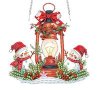 Reofrey Hanging Diamond Art Kits for Adults- 20x20cmChristmas Snowman Acrylic Board Double Sided Pattern Diamond Painting Suncatcher Pendant, Crystal Art for Home Wall Window Decoration Handmade Gift