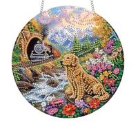 Reofrey Hanging Diamond Art Kits for Adults- 20x20cmDog Acrylic Board Double Sided Pattern Diamond Painting Suncatcher Pendant, DIY Crystal Art for Home Wall or Window Decoration Handmade Gift