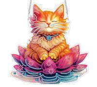 Reofrey Hanging Diamond Art Kits for Adults- 8x8 Inch Cat Acrylic Board Double Sided Pattern Diamond Art Suncatcher Pendant, DIY Crystal Art for Home Wall or Window Decoration Handmade Gift