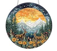 Reofrey Hanging Diamond Art Kits for Adults- 8x8 Inch EEL Landscape Acrylic Board Double Sided Pattern Diamond Art Suncatcher Pendant, DIY Crystal Art for Home Wall or Window Decoration Handmade Gift