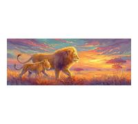 Reofrey Large Diamond Art Kits for Adults Lion, 30x80cm/12x31.5inch Full Drill Round Rhinestone Big Diamond Painting Kit Animals, Cross Stitch Embroidery Canvas for Crafts Home Wall Decor