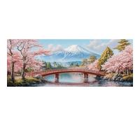 Reofrey Large Diamond Art Kits for Adults Sakura, 30x80cm/12x31.5inch Full Drill Round Rhinestone Big Diamond Painting Kit Landscape, DIY Cross Stitch Embroidery Canvas for Crafts Home Wall Decor