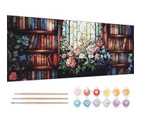 Reofrey Large Paint by Numbers Kit for Adults Flowers - 30x80cm Canvas, Landscapes Paint by Number - Acrylic Paint Set - Relaxing DIY Art for Beginners & Experts - Home Wall Decoration